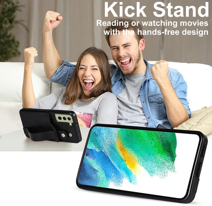 For Samsung Galaxy S21 FE Crazy Horse Texture Shockproof TPU + PU Leather Case with Card Slot & Wrist Strap Holder(Black) by buy2fix