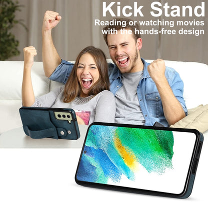 For Samsung Galaxy S21 FE Crazy Horse Texture Shockproof TPU + PU Leather Case with Card Slot & Wrist Strap Holder(Sapphire Blue) by buy2fix