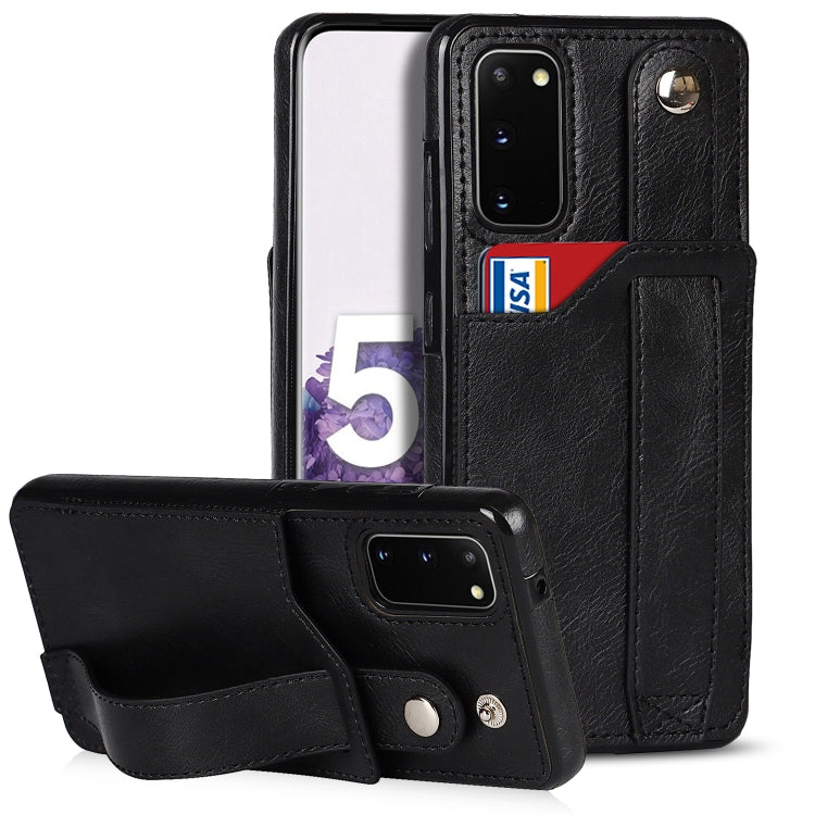 For Samsung Galaxy S20 Crazy Horse Texture Shockproof TPU + PU Leather Case with Card Slot & Wrist Strap Holder(Black) by buy2fix