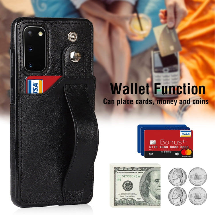 For Samsung Galaxy S20 Crazy Horse Texture Shockproof TPU + PU Leather Case with Card Slot & Wrist Strap Holder(Black) by buy2fix