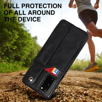 For Samsung Galaxy S20 Crazy Horse Texture Shockproof TPU + PU Leather Case with Card Slot & Wrist Strap Holder(Black) by buy2fix