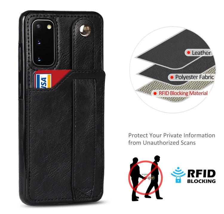 For Samsung Galaxy S20 Crazy Horse Texture Shockproof TPU + PU Leather Case with Card Slot & Wrist Strap Holder(Black) by buy2fix