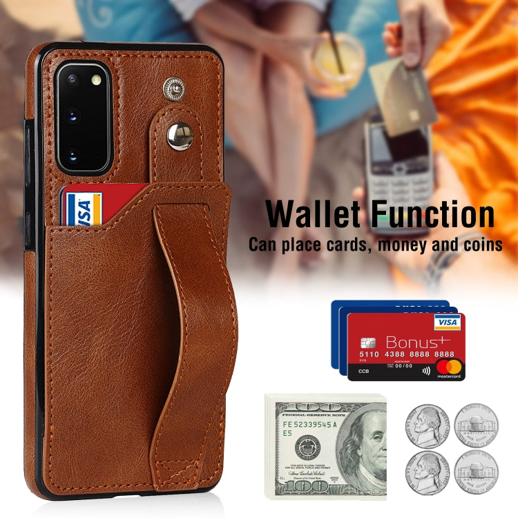 For Samsung Galaxy S20 Crazy Horse Texture Shockproof TPU + PU Leather Case with Card Slot & Wrist Strap Holder(Brown) by buy2fix
