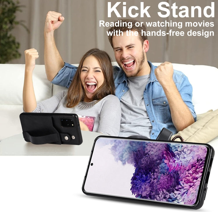 For Samsung Galaxy S20+ Crazy Horse Texture Shockproof TPU + PU Leather Case with Card Slot & Wrist Strap Holder(Black) by buy2fix