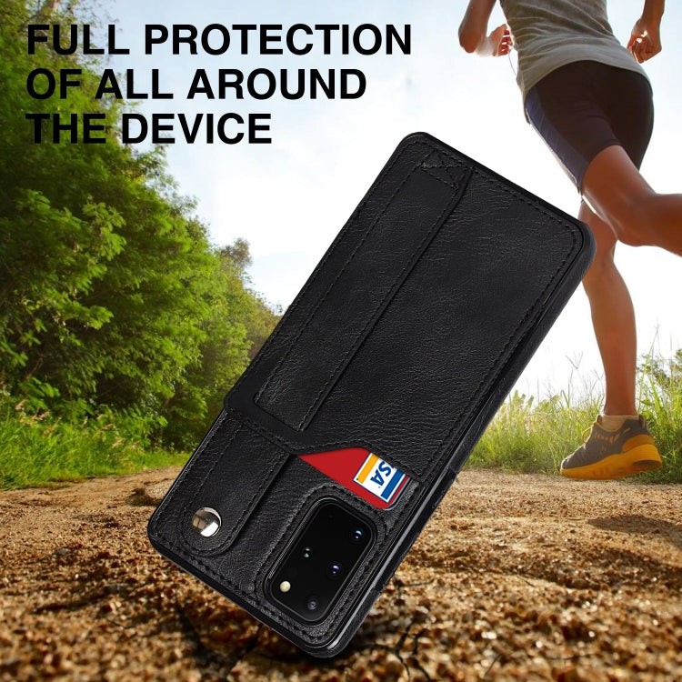 For Samsung Galaxy S20+ Crazy Horse Texture Shockproof TPU + PU Leather Case with Card Slot & Wrist Strap Holder(Black) by buy2fix