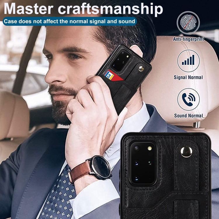 For Samsung Galaxy S20+ Crazy Horse Texture Shockproof TPU + PU Leather Case with Card Slot & Wrist Strap Holder(Black) by buy2fix