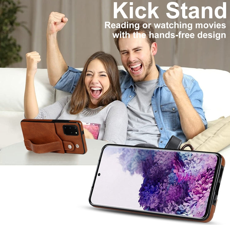 For Samsung Galaxy S20+ Crazy Horse Texture Shockproof TPU + PU Leather Case with Card Slot & Wrist Strap Holder(Brown) by buy2fix