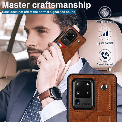For Samsung Galaxy S20 Ultra Crazy Horse Texture Shockproof TPU + PU Leather Case with Card Slot & Wrist Strap Holder(Brown) by buy2fix