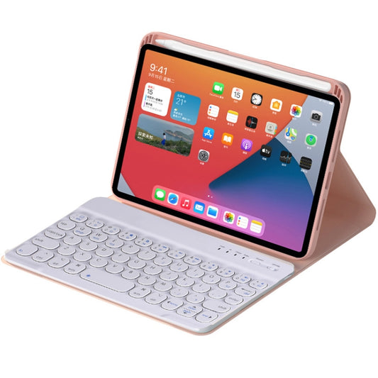 HY006 Round Keys Detachable Bluetooth Keyboard Leather Tablet Case with Holder for iPad mini 6(Pink) by buy2fix