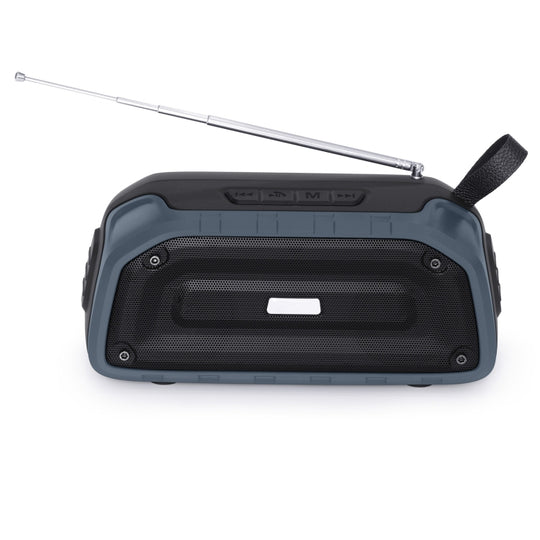 New Rixing NR-906FM TWS Waterproof Bluetooth Speaker Support Hands-free Call / FM with Handle & Antenna(Dark Blue)