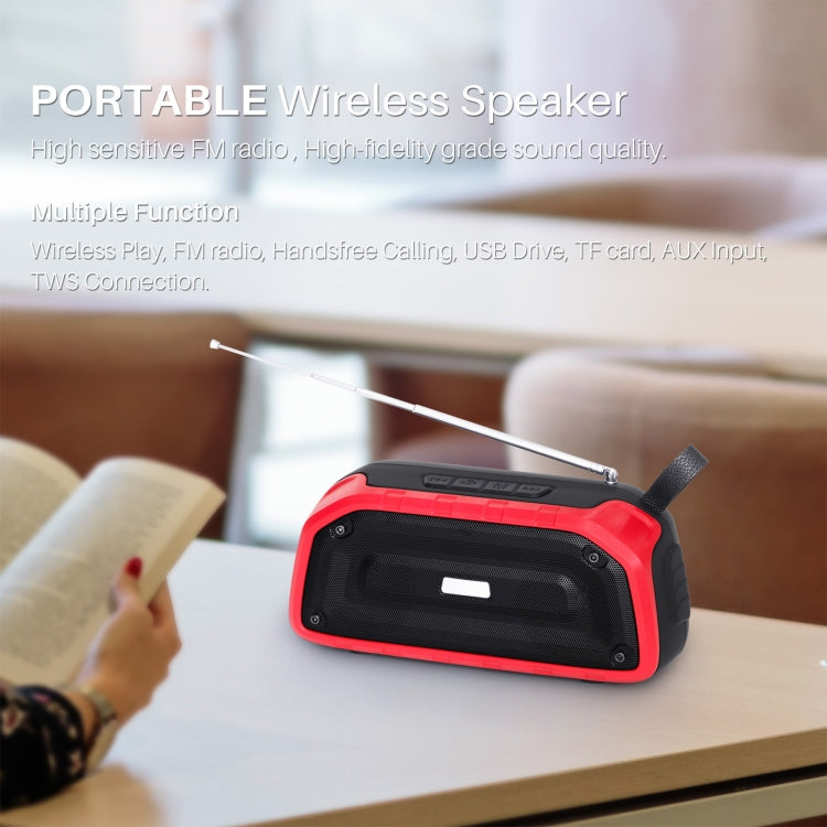 New Rixing NR-906FM TWS Waterproof Bluetooth Speaker Support Hands-free Call / FM with Handle & Antenna(Emerald Green) - Desktop Speaker by NewRixing | Online Shopping UK | buy2fix