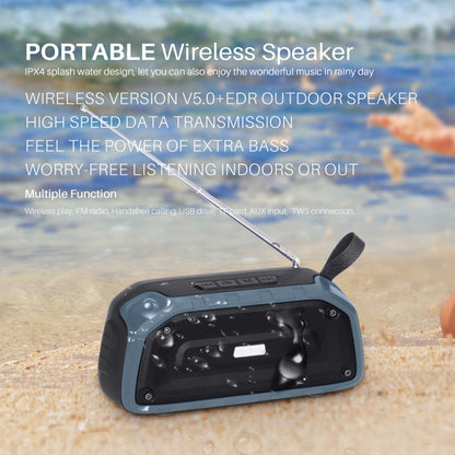 New Rixing NR-906FM TWS Waterproof Bluetooth Speaker Support Hands-free Call / FM with Handle & Antenna(Emerald Green) - Desktop Speaker by NewRixing | Online Shopping UK | buy2fix