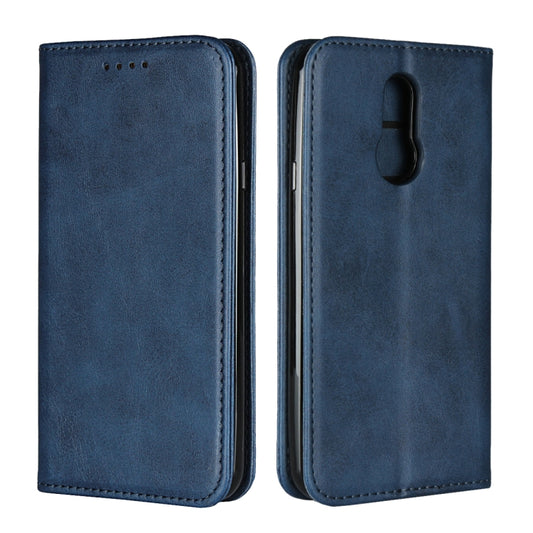 For LG Q7 Calf Texture Magnetic Horizontal Flip Leather Case with Holder & Card Slots & Wallet(Blue) - LG Cases by buy2fix | Online Shopping UK | buy2fix