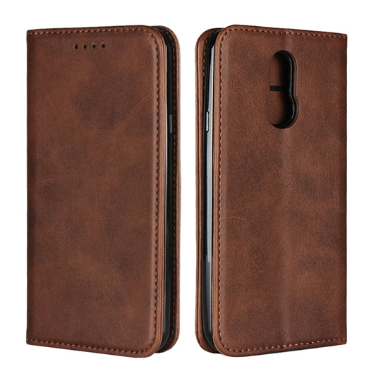 For LG Q7 Calf Texture Magnetic Horizontal Flip Leather Case with Holder & Card Slots & Wallet(Brown) - LG Cases by buy2fix | Online Shopping UK | buy2fix