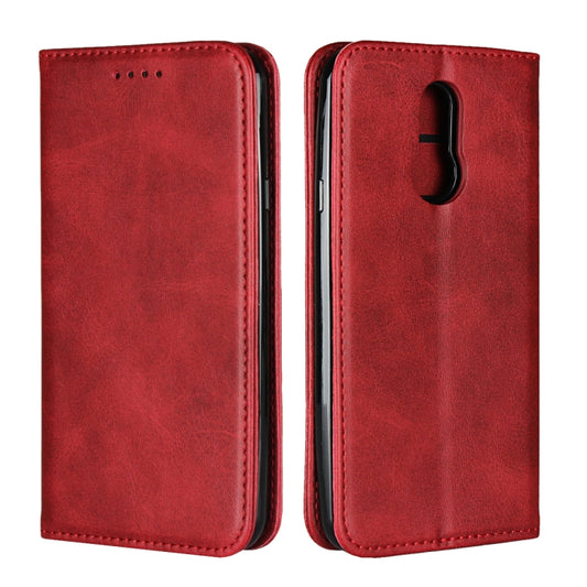 For LG Q7 Calf Texture Magnetic Horizontal Flip Leather Case with Holder & Card Slots & Wallet(Red) - LG Cases by buy2fix | Online Shopping UK | buy2fix