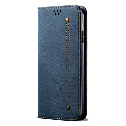 For Galaxy A20s Denim Texture Casual Style Horizontal Flip Leather Case with Holder & Card Slots & Wallet(Blue) by buy2fix