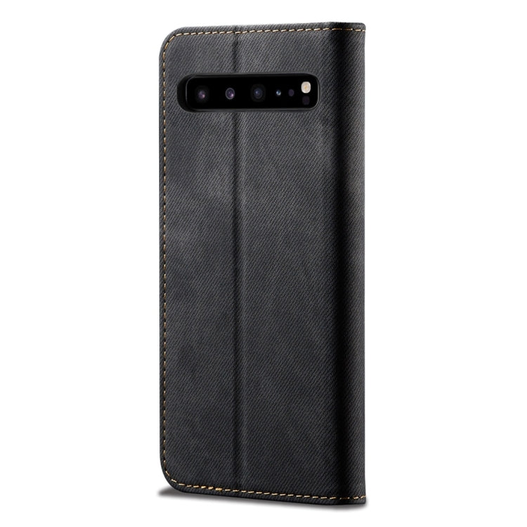 For Galaxy S10 5G Denim Texture Casual Style Horizontal Flip Leather Case with Holder & Card Slots & Wallet(Black) - Galaxy Phone Cases by buy2fix | Online Shopping UK | buy2fix