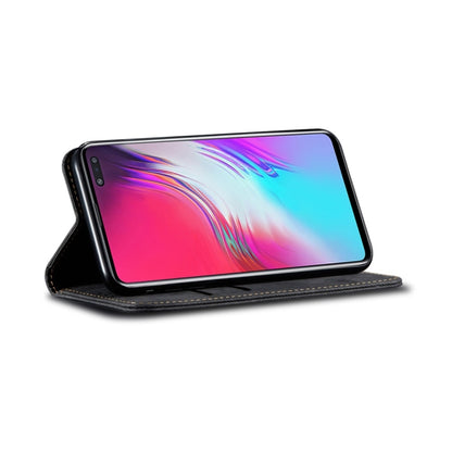 For Galaxy S10 5G Denim Texture Casual Style Horizontal Flip Leather Case with Holder & Card Slots & Wallet(Black) - Galaxy Phone Cases by buy2fix | Online Shopping UK | buy2fix