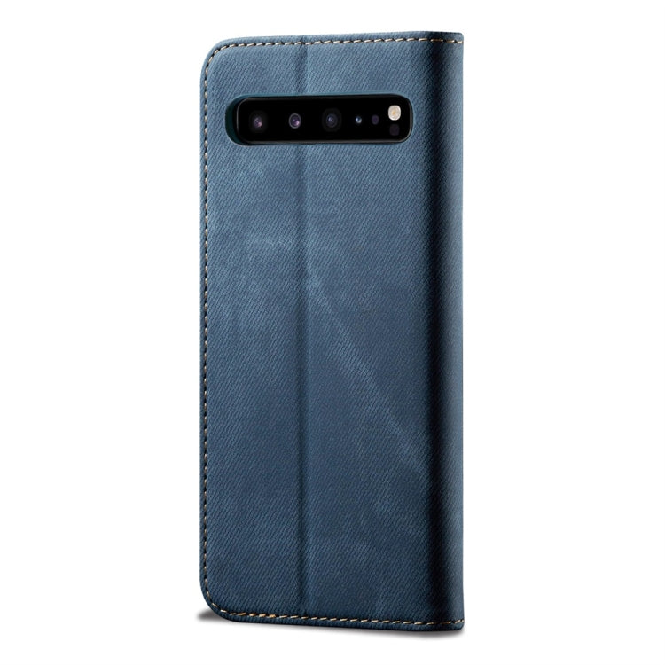 For Galaxy S10 5G Denim Texture Casual Style Horizontal Flip Leather Case with Holder & Card Slots & Wallet(Blue) by buy2fix