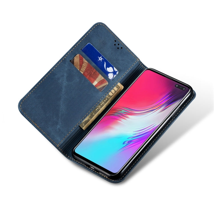 For Galaxy S10 5G Denim Texture Casual Style Horizontal Flip Leather Case with Holder & Card Slots & Wallet(Blue) by buy2fix