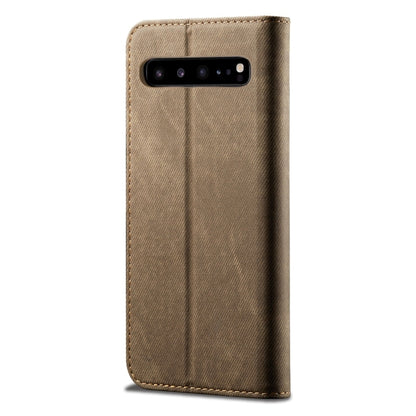 For Galaxy S10 5G Denim Texture Casual Style Horizontal Flip Leather Case with Holder & Card Slots & Wallet(Khaki) by buy2fix