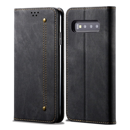 For Galaxy S10 Denim Texture Casual Style Horizontal Flip Leather Case with Holder & Card Slots & Wallet(Black) by buy2fix