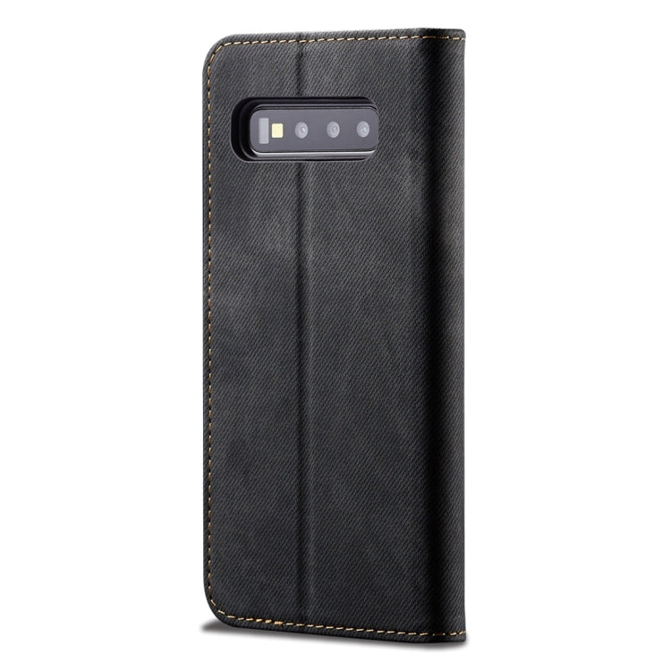 For Galaxy S10 Denim Texture Casual Style Horizontal Flip Leather Case with Holder & Card Slots & Wallet(Black) by buy2fix