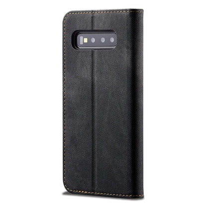 For Galaxy S10 Denim Texture Casual Style Horizontal Flip Leather Case with Holder & Card Slots & Wallet(Black) by buy2fix