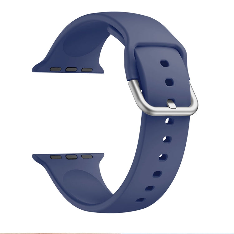 Single-color Silicone Buckle Strap Watch Band For Apple Watch Series 9&8&7 41mm / SE 3&SE 2&6&SE&5&4 40mm / 3&2&1 38mm(Navy Blue) by buy2fix