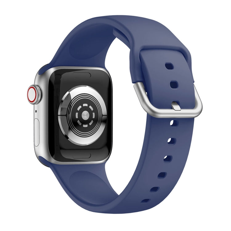 Single-color Silicone Buckle Strap Watch Band For Apple Watch Series 9&8&7 41mm / SE 3&SE 2&6&SE&5&4 40mm / 3&2&1 38mm(Navy Blue) by buy2fix
