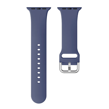 Single-color Silicone Buckle Strap Watch Band For Apple Watch Series 9&8&7 41mm / SE 3&SE 2&6&SE&5&4 40mm / 3&2&1 38mm(Navy Blue) by buy2fix
