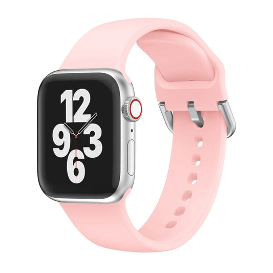 Single-color Silicone Buckle Strap Watch Band For Apple Watch Series 9&8&7 41mm / SE 3&SE 2&6&SE&5&4 40mm / 3&2&1 38mm(Vintage Rose) by buy2fix