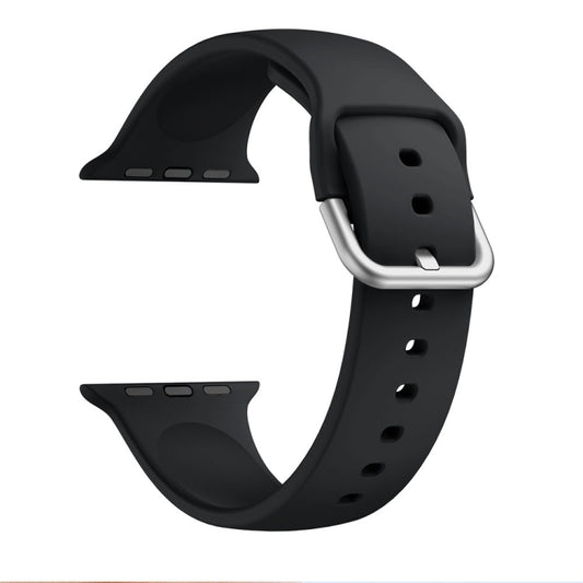 Single-color Silicone Buckle Strap Watch Band For Apple Watch Series 9&8&7 41mm / SE 3&SE 2&6&SE&5&4 40mm / 3&2&1 38mm(Black) by buy2fix