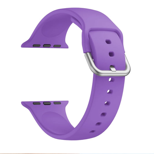 Single-color Silicone Buckle Strap Watch Band For Apple Watch Series 9&8&7 41mm / SE 3&SE 2&6&SE&5&4 40mm / 3&2&1 38mm(Dark Purple) by buy2fix