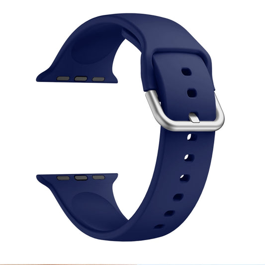 Single-color Silicone Buckle Strap Watch Band For Apple Watch Series 9&8&7 41mm / SE 3&SE 2&6&SE&5&4 40mm / 3&2&1 38mm(Midnight Blue) by buy2fix