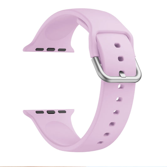 Single-color Silicone Buckle Strap Watch Band For Apple Watch Series 9&8&7 41mm / SE 3&SE 2&6&SE&5&4 40mm / 3&2&1 38mm(Lavender) by buy2fix