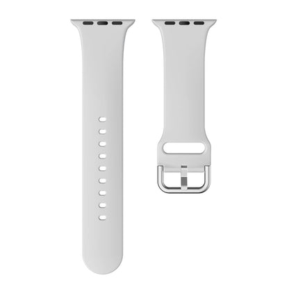 Single-color Silicone Buckle Strap Watch Band For Apple Watch Ultra 49mm&Watch Ultra 2 49mm / Series 9&8&7 45mm / SE 3&SE 2&6&SE&5&4 44mm / 3&2&1 42mm(Light Grey) by buy2fix