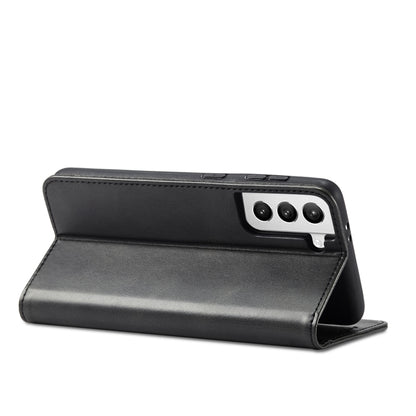 For Samsung Galaxy S21 FE Calf Texture Magnetic Horizontal Flip Leather Case with Holder & Card Slots & Wallet(Black) by buy2fix