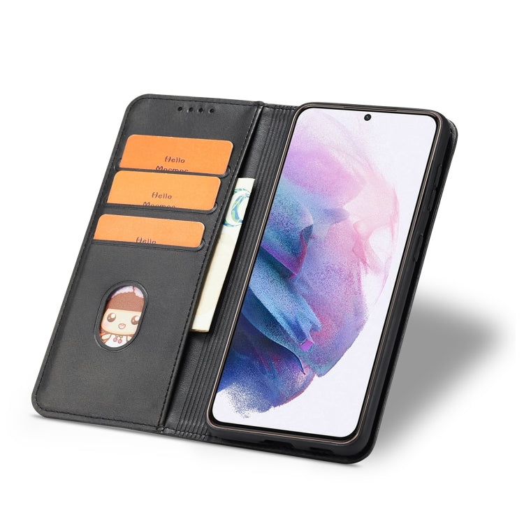 For Samsung Galaxy S21 FE Calf Texture Magnetic Horizontal Flip Leather Case with Holder & Card Slots & Wallet(Black) by buy2fix