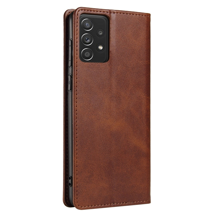 For Samsung Galaxy A52 5G / 4G Calf Texture Magnetic Horizontal Flip Leather Case with Holder & Card Slots & Wallet(Brown) by buy2fix