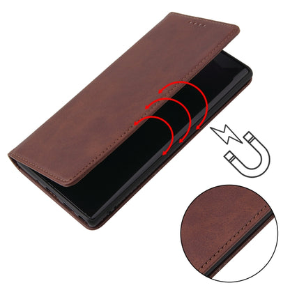 For Samsung Galaxy Note10+ Calf Texture Magnetic Horizontal Flip Leather Case with Holder & Card Slots & Wallet(Brown) by buy2fix