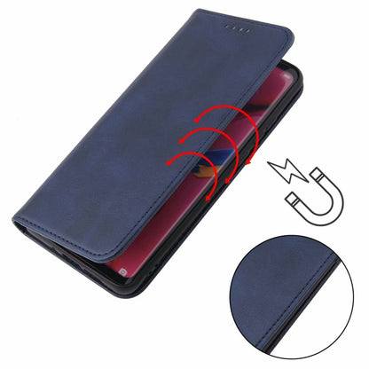 For Samsung Galaxy A21s Calf Texture Magnetic Horizontal Flip Leather Case with Holder & Card Slots & Wallet(Blue) by buy2fix