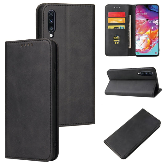 For Samsung Galaxy A70 Calf Texture Magnetic Horizontal Flip Leather Case with Holder & Card Slots & Wallet(Black) by buy2fix