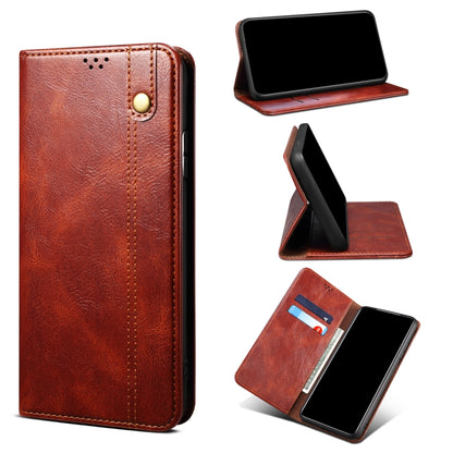 For Xiaomi 11T Pro Simple Wax Crazy Horse Texture Horizontal Flip Leather Case with Card Slots & Holder & Wallet(Brown) by buy2fix
