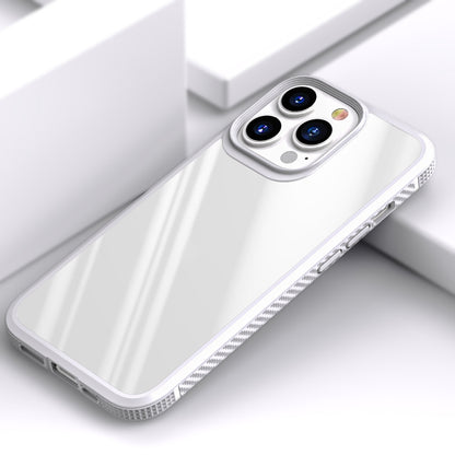 For iPhone 13 MG Series Carbon Fiber TPU + Clear PC Four-corner Airbag Shockproof Case Pro(White) by buy2fix