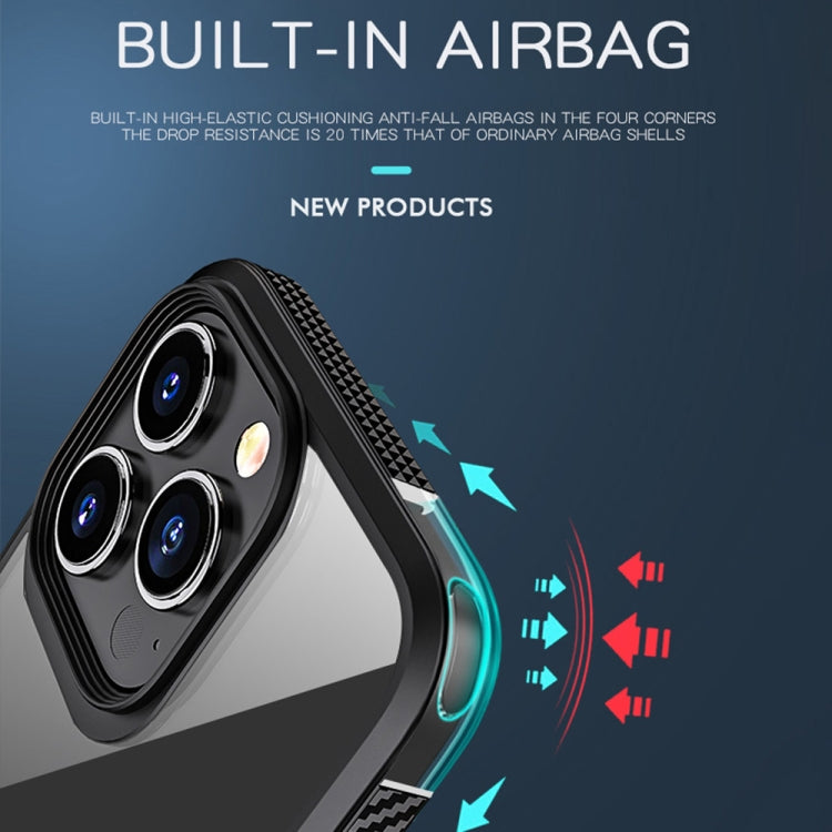 For iPhone 13 MG Series Carbon Fiber TPU + Clear PC Four-corner Airbag Shockproof Case Pro(White) by buy2fix