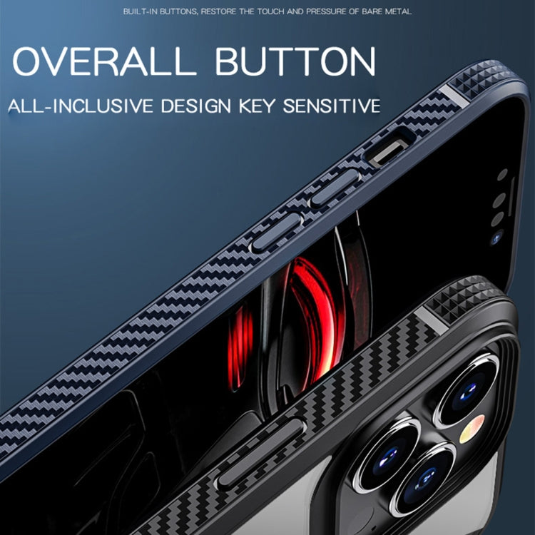 For iPhone 13 MG Series Carbon Fiber TPU + Clear PC Four-corner Airbag Shockproof Case Pro(White) by buy2fix