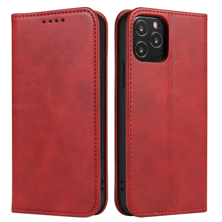 For iPhone 12 mini Calf Texture Magnetic Horizontal Flip Leather Case with Holder & Card Slots & Wallet (Red) by buy2fix