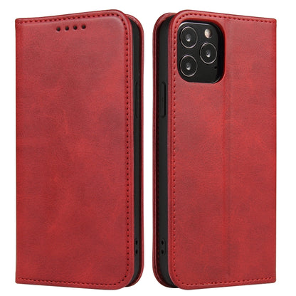 For iPhone 12 mini Calf Texture Magnetic Horizontal Flip Leather Case with Holder & Card Slots & Wallet (Red) by buy2fix