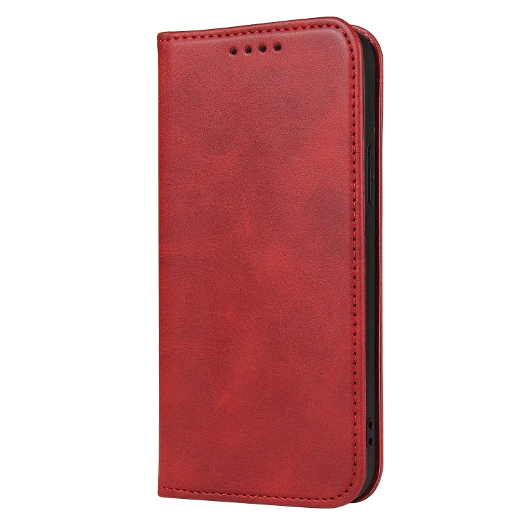 For iPhone 12 mini Calf Texture Magnetic Horizontal Flip Leather Case with Holder & Card Slots & Wallet (Red) by buy2fix